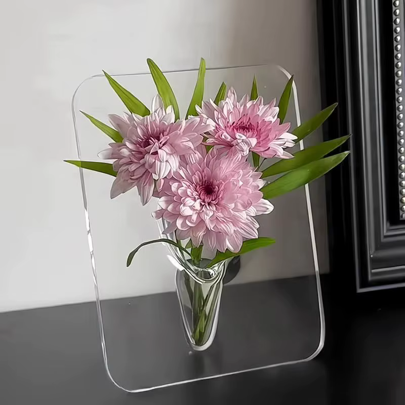 Vase à fleurs en acrylique transparent - Vases d'art moderne pour la décoration de la maison, vases décoratifs pour bureaux et étagères