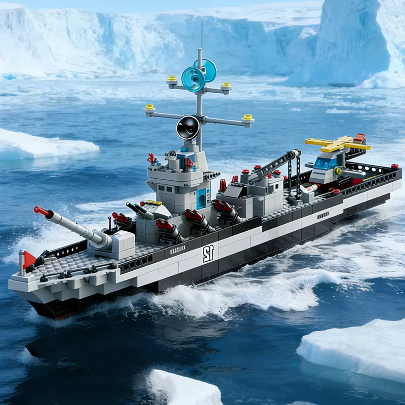 Ensemble de blocs de construction de navires militaires 6 en 1 de 65,5 cm, jouets de bataille pour garçons, modèles de bateaux et d'avions de l'armée, jouets en briques, cadeaux de Noël