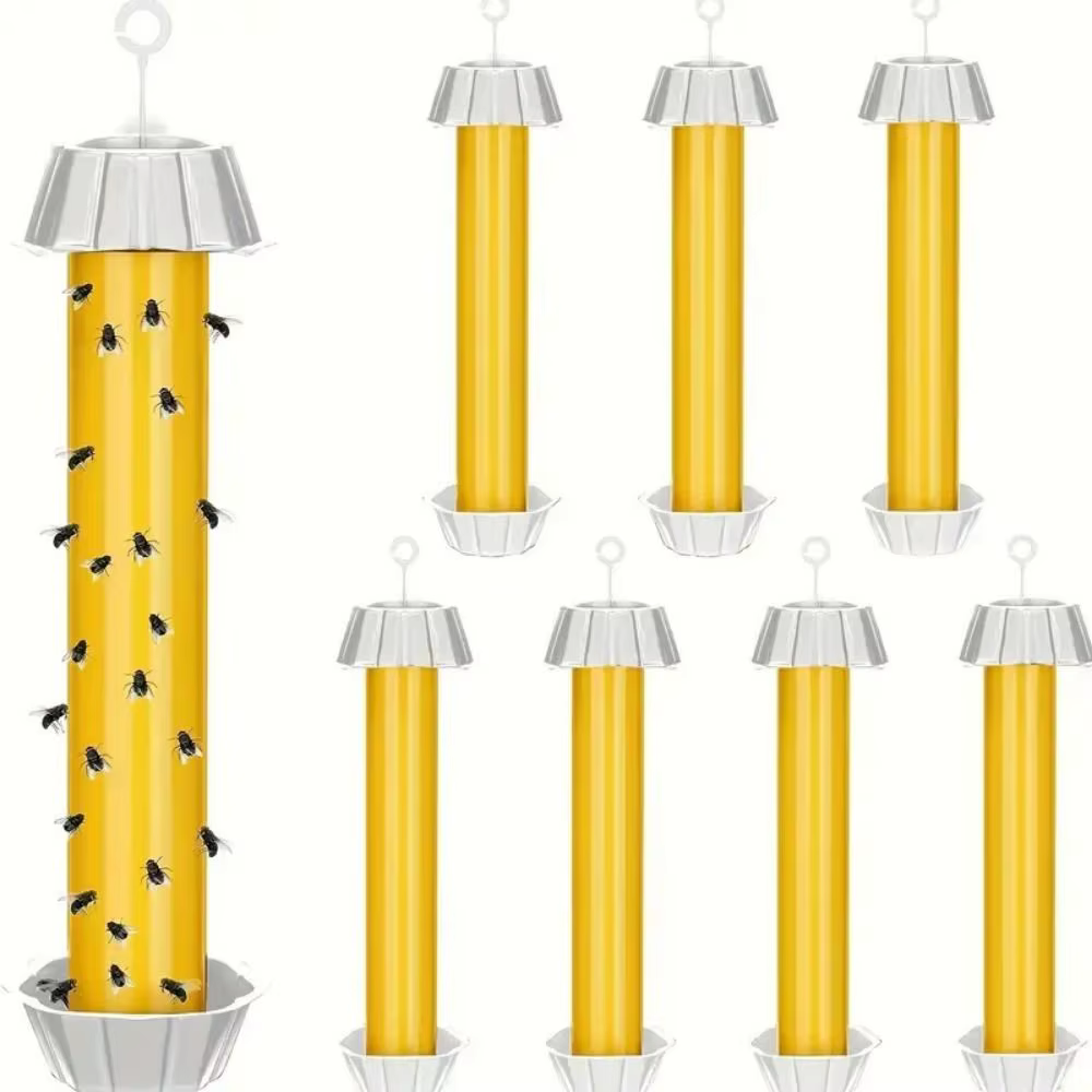 Piège à insectes collant, tubes adhésifs jaunes suspendables pour attraper les mouches, piège à mouches en plastique pour jardin