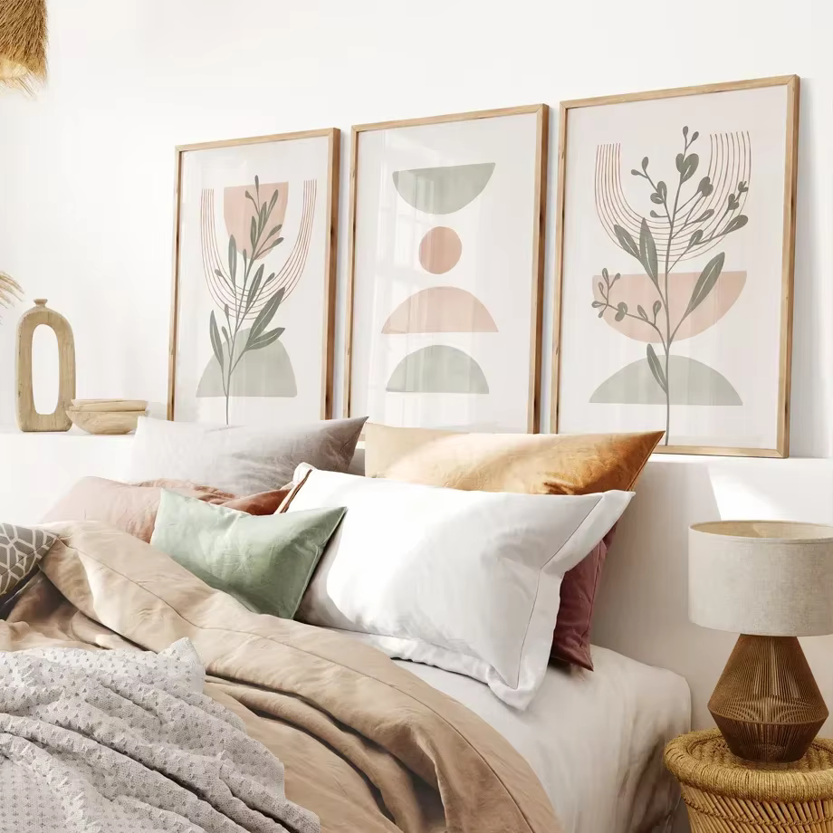 Art mural abstrait simple scandinave, ligne bohème, cuir chevelu géométrique, affiche sur toile HD, impressions, décoration de la maison, chambre à coucher, salon