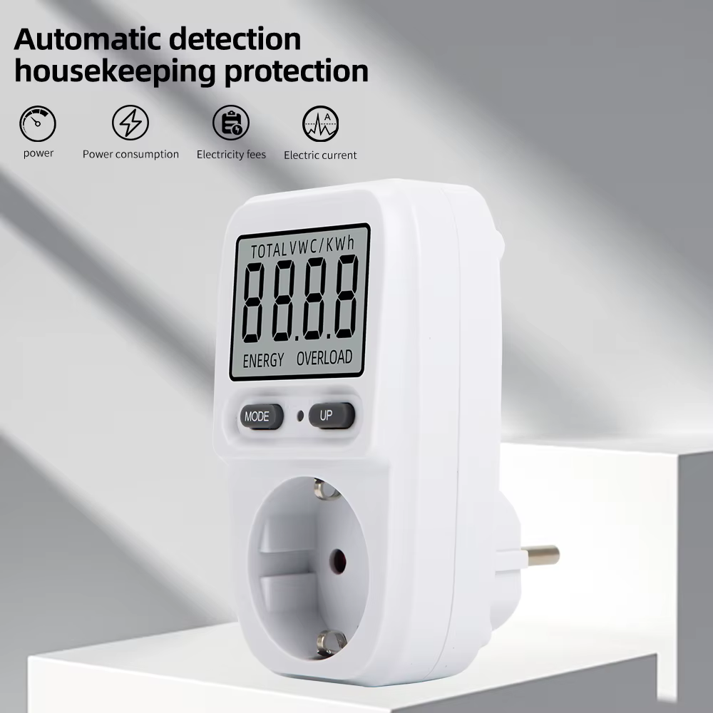 Compteur de puissance électrique, wattmètre LCD, prise de facturation, testeur électrique, prise de mesure, analyseur de puissance, prise EU FR