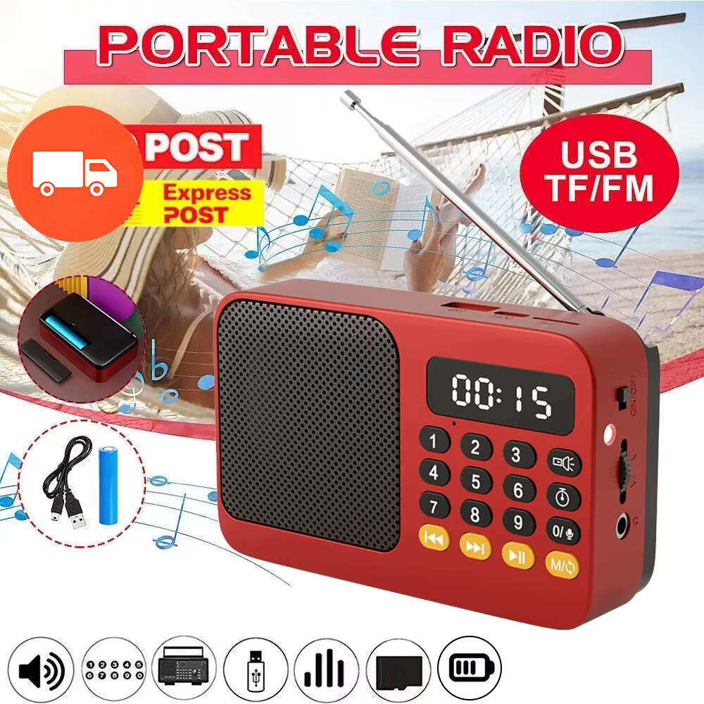 Lecteur MP3 numérique FM USB TF, Rechargeable, Portable, Radio, lecteur de musique, haut-parleur, fournitures avec affichage LED, Radio