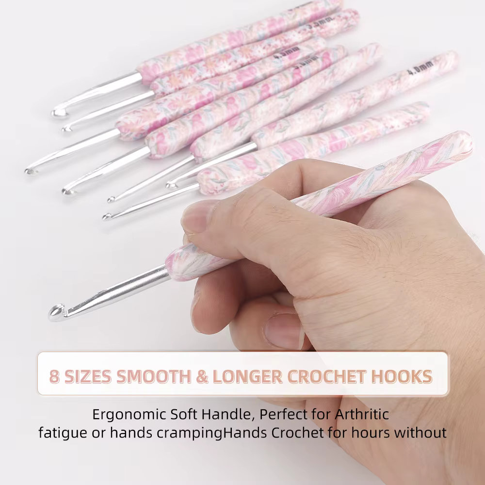Ensemble de 8 crochets ergonomiques multicolores, 2(B)-6mm(J) avec étui pour mains arthritiques, cadeau pour les amateurs de crochet