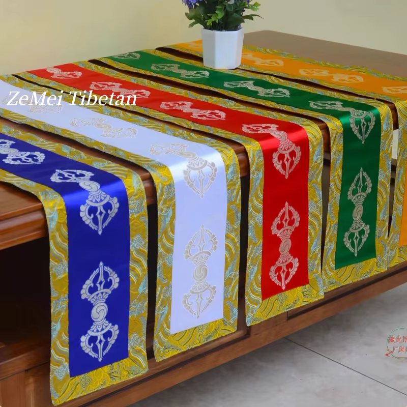 Tapis de décoration d'autel bouddhiste de style tibétain, nappe longue brodée à motif Vajra tissé à la main, article bouddhiste