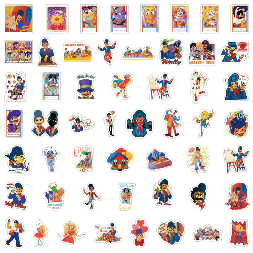 10/50/105 PIÈCES Bienvenue Maison Wally Darling Autocollants Drôle Dessin Animé Autocollant Enfants Jouets Bagages Ordinateur Portable Téléphone Guitare Voiture Vélo Autocollants