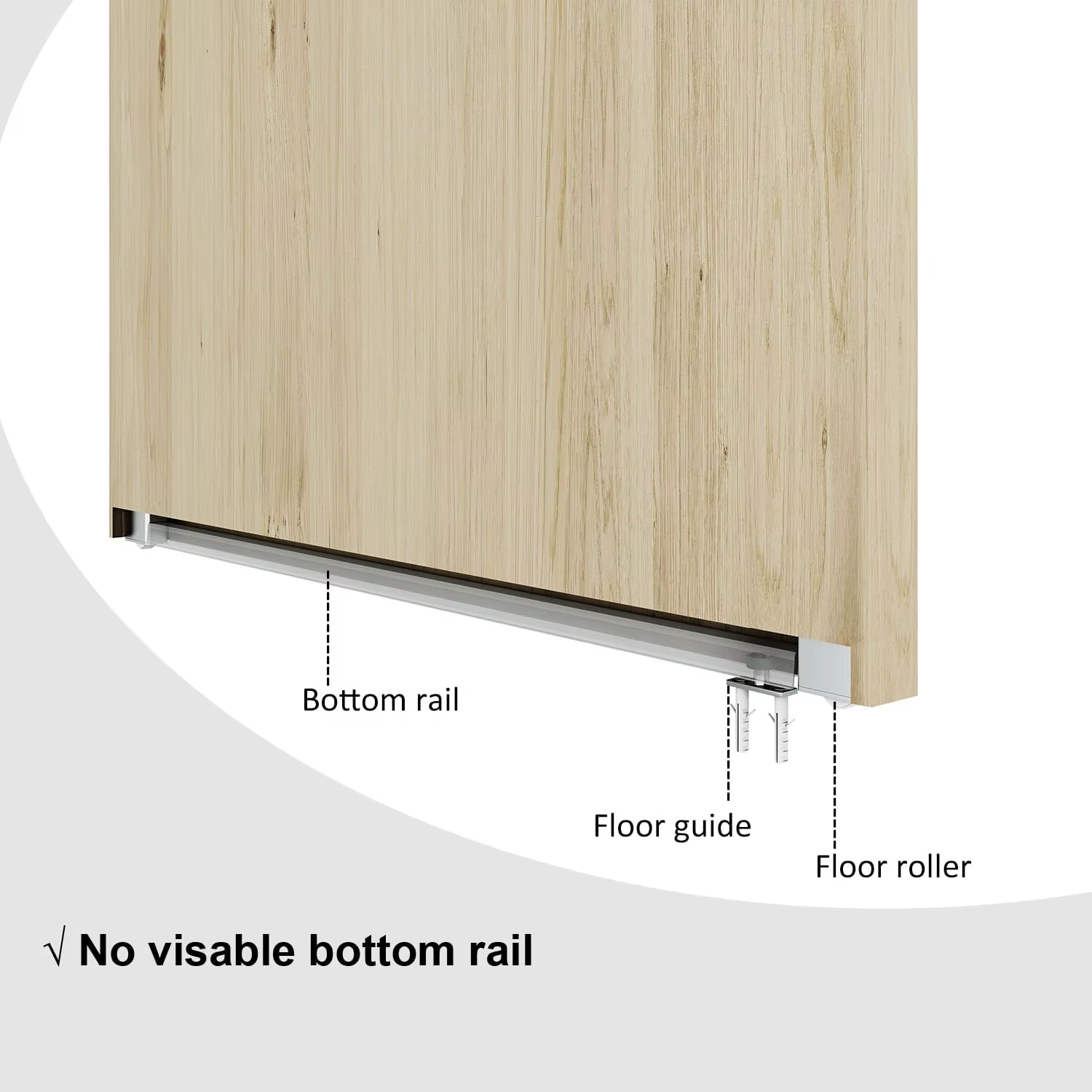 Kit de quincaillerie pour porte de grange dissimulée DIYHD 42'' (106 cm) avec fermeture amortie, rail flottant invisible à montage mural, compatible avec ouvertures de 34'' à 38'' (86-96 cm)