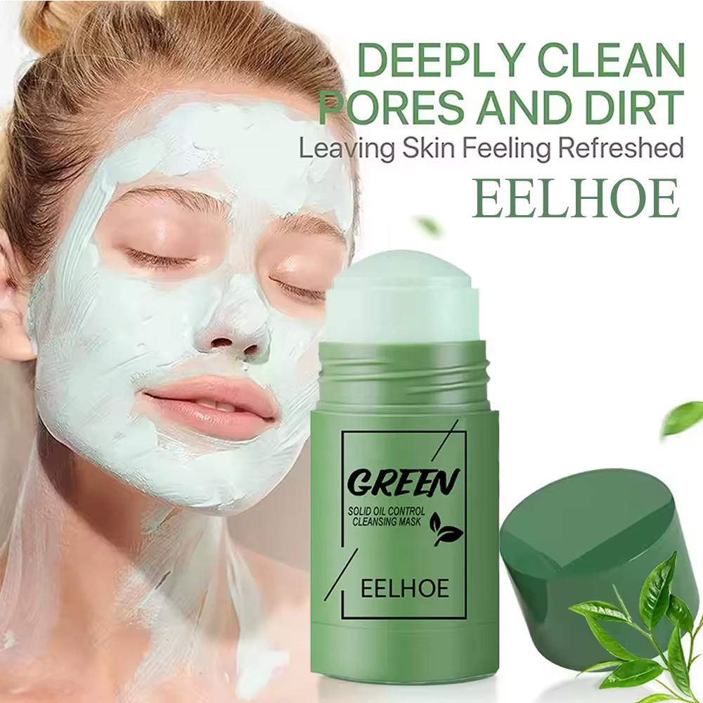 Bâtonnet d'argile au thé vert pour le visage, masque vert en stick, anti-acné, réduit les points noirs, extrait de thé vert, masque facial, nettoyage des pores, 1 à 5 pièces