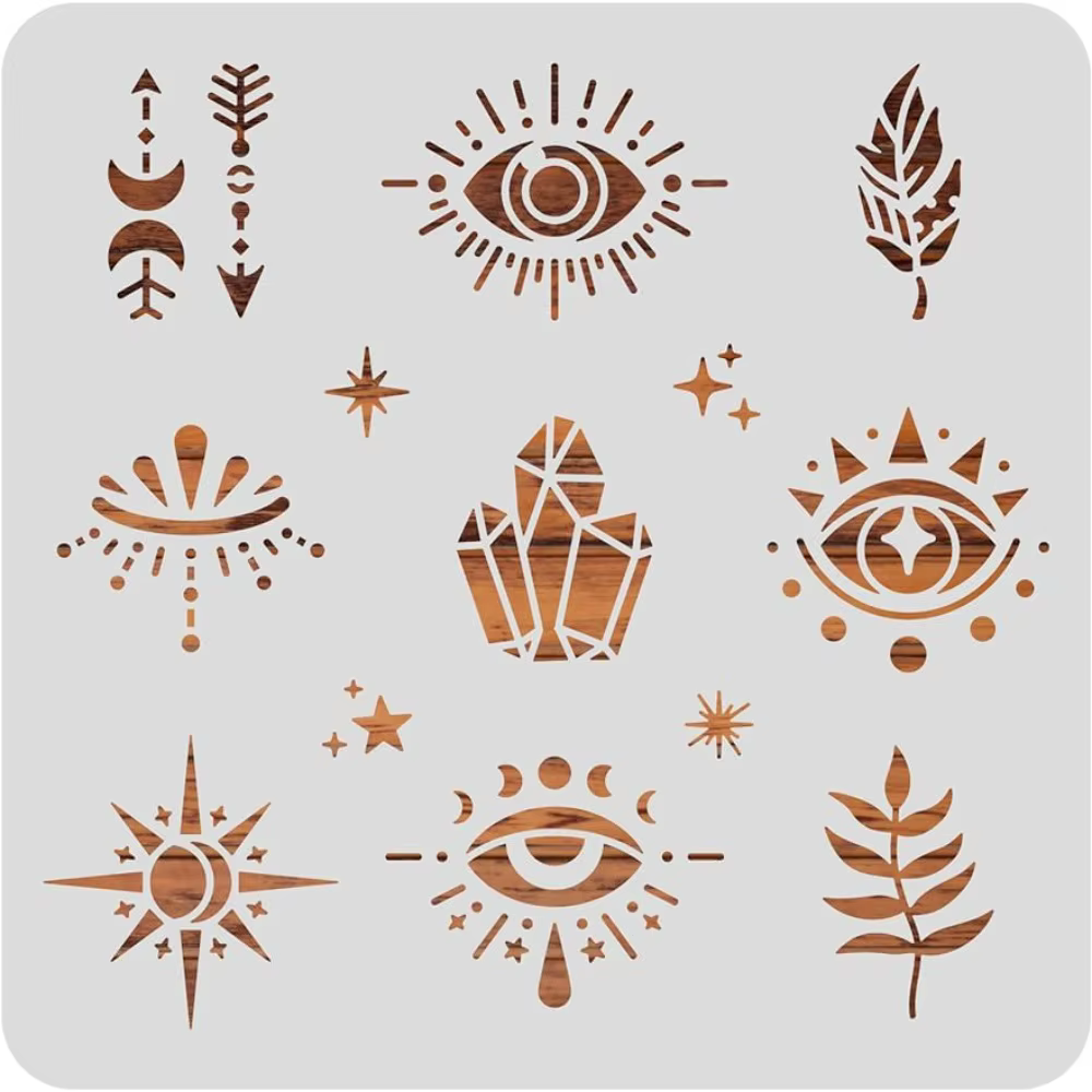 Galets en plastique aux yeux maléfiques, 12x12 pouces, modèle de peinture sur le thème mystique pour journal intime, scrapbooking, bricolage, artisanat, décoration de sol mural