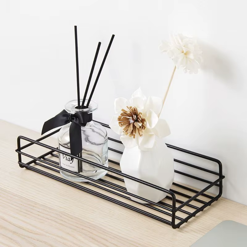 Salle de bains Rack De Rangement Cuisine Organisateur Étagère Noir Étagères Coin Cadre Fer Douche Poinçon Libre Monté Caddy Rack