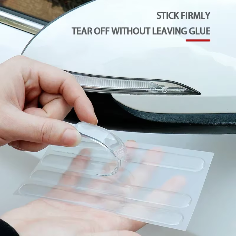 Plaque de protection Anti-collision pour rétroviseur, autocollant pour bord de porte de voiture, bandes de Protection transparentes anti-rayures