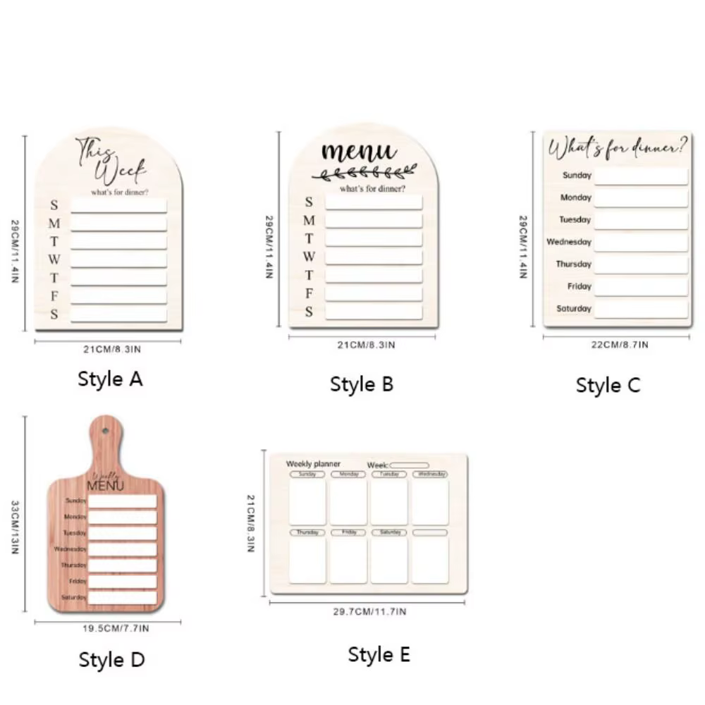 Tableau de notes magnétique pour réfrigérateur, planificateur de repas en bois avec stylo, tableau de planification des aliments, planche de préparation des repas pour la maison