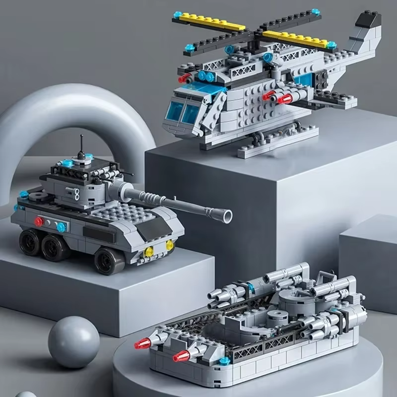 Ensemble de blocs de construction de navires militaires 6 en 1 de 65,5 cm, jouets de bataille pour garçons, modèles de bateaux et d'avions de l'armée, jouets en briques, cadeaux de Noël