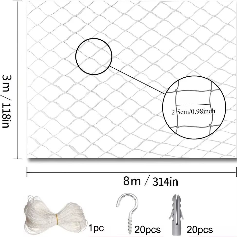 1 ensemble de filet de sécurité transparent pour chat avec accessoires, à mailles fines, pour balcon et escaliers - Empêche les chutes et les évasements des animaux domestiques (5 tailles)