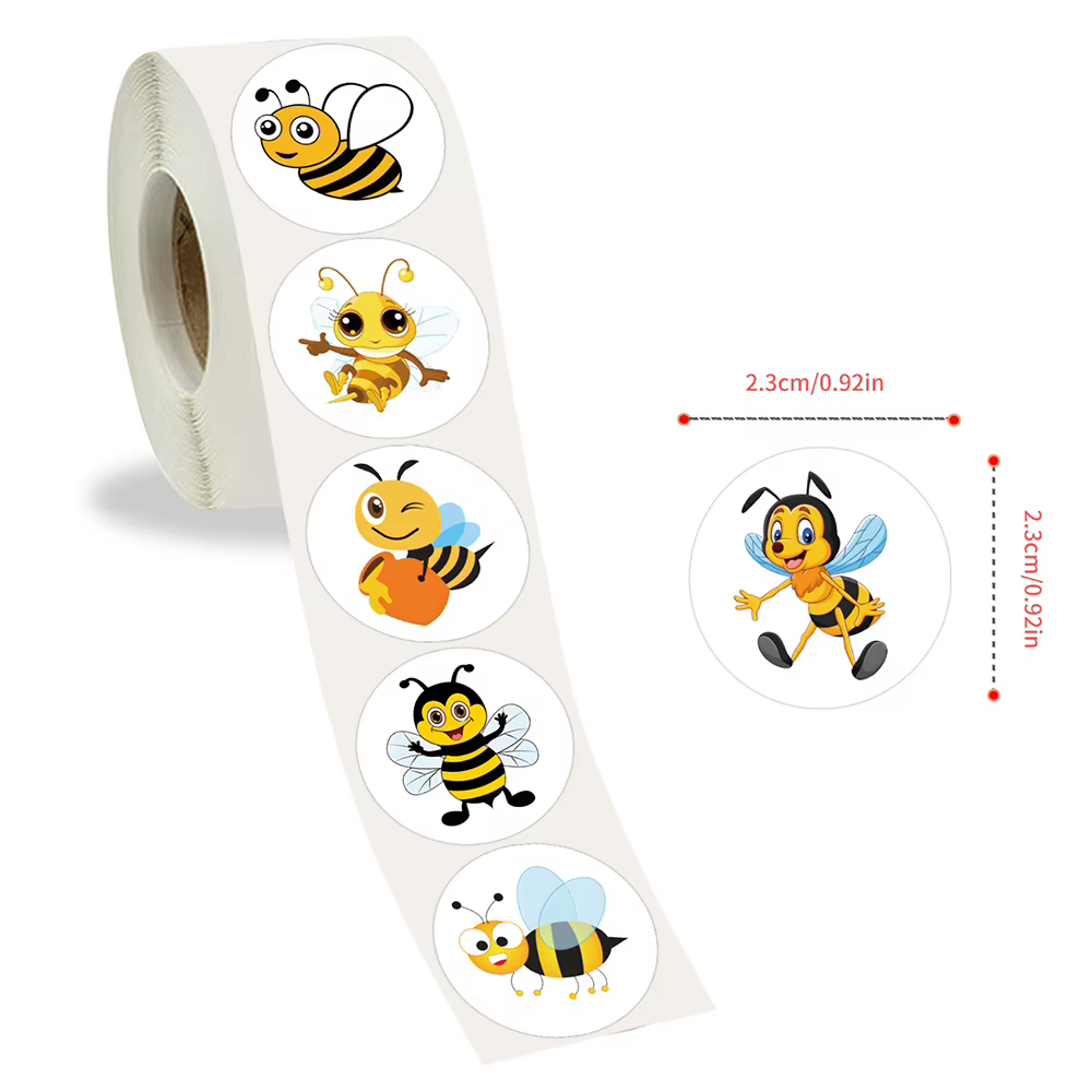 500 autocollants mignons en forme d'abeille, motif dessin animé, Kawaii, pour scrapbooking, journal, valise, étiquettes adhésives étanches