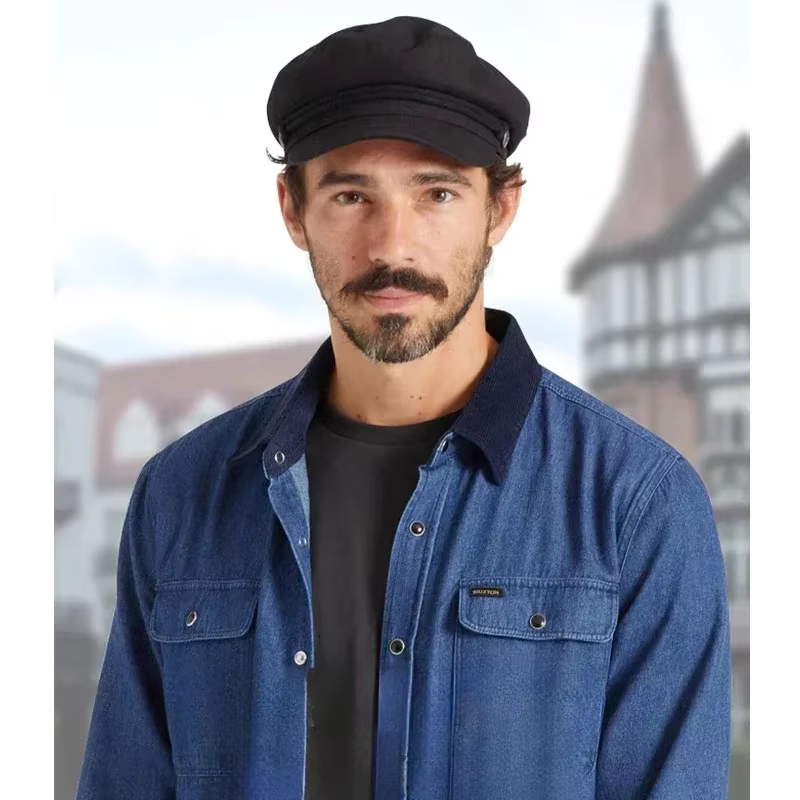Chapeau militaire grande taille 62cm, casquette marine unisexe pour hommes, chapeau de capitaine de marin à dessus plat, en coton, casquette de bateau rétro noire d'automne
