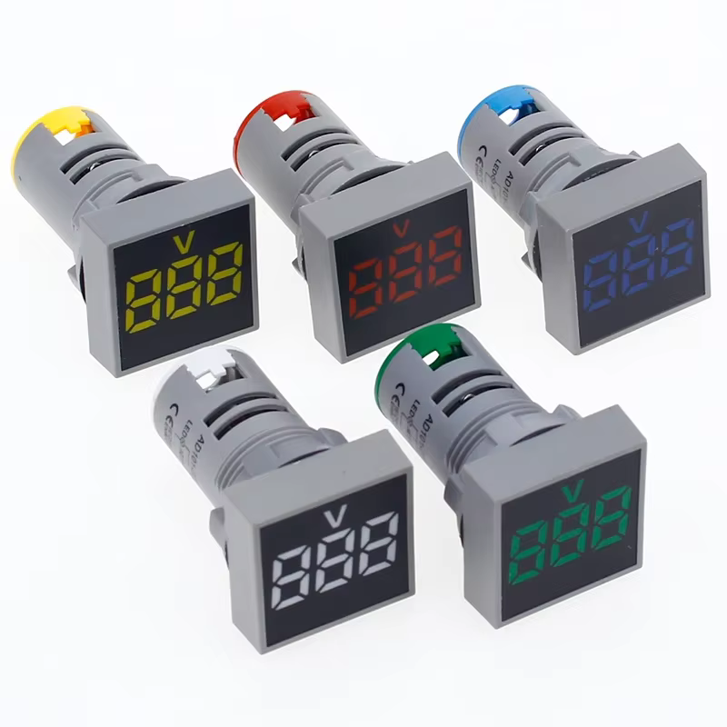Voltmètre numérique LED, panneau carré, indicateur lumineux, voltmètre, AC 60-500V, 22mm