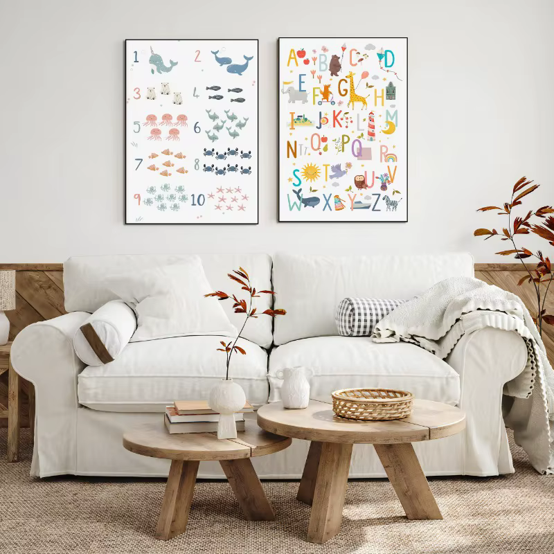 Affiche de la série éducative Alphabet, toile imprimée, images de maison pour salon, chambre d'enfant, décor moderne, peinture sans cadre