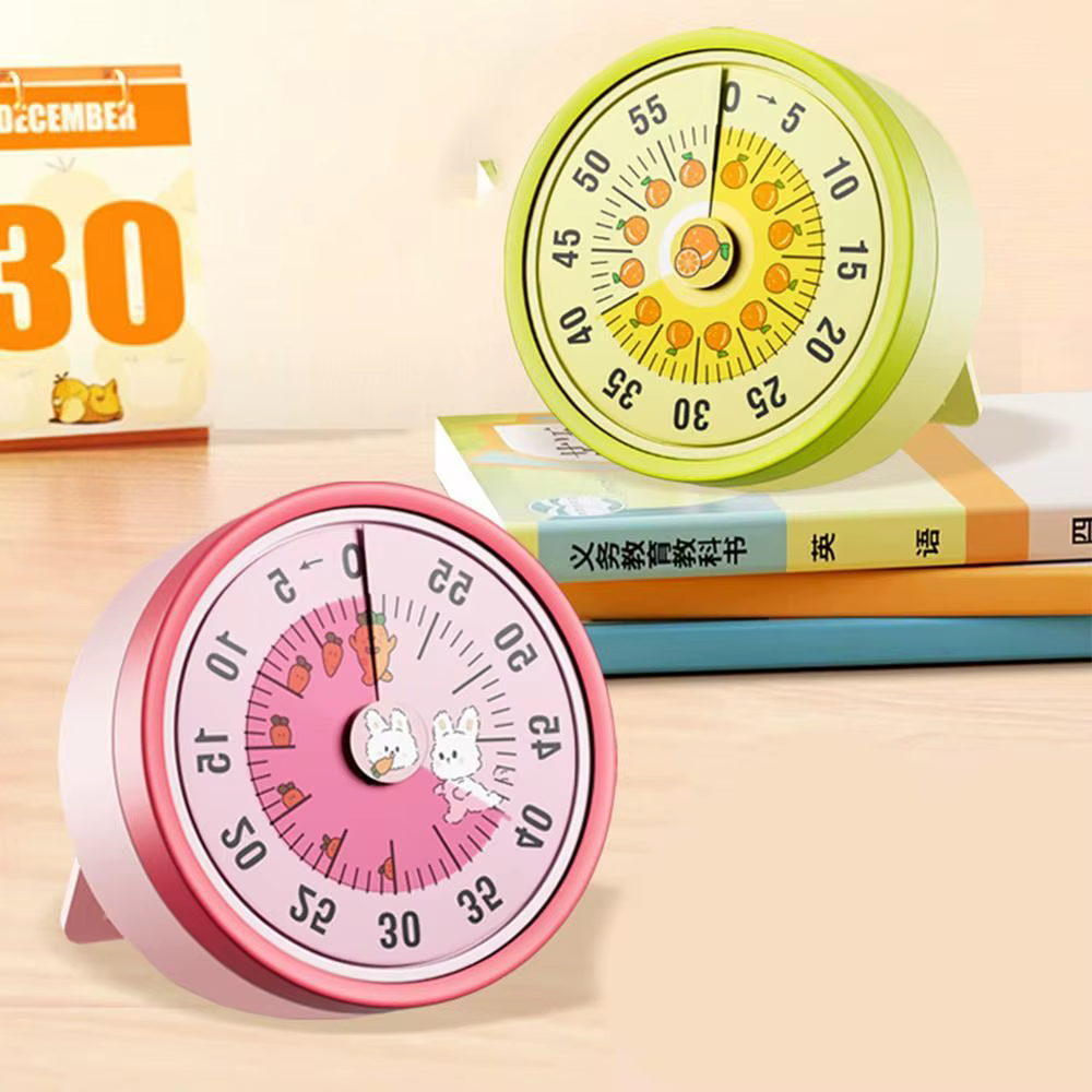 Minuteur visuel mécanique de 60 minutes avec support, fonction chronomètre et alarme, pour la gestion du temps et la visualisation du compte à rebours, compatible réfrigérateur