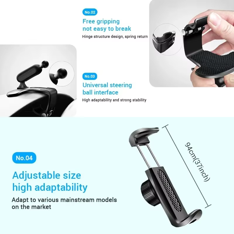 Support de téléphone pour tableau de bord de voiture, ABS, Support de pare-soleil pour téléphone portable, rétroviseur automatique, Support de téléphone, accessoires de Rotation à 360 degrés