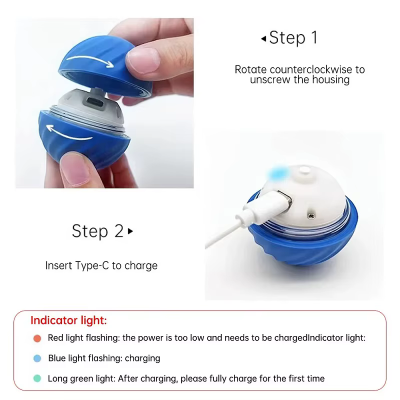 Balle de jeu pour chien, balle automatique qui bouge, rebondit et roule, balle intelligente USB pour chiot, jouet interactif pour chien, balle à mâcher