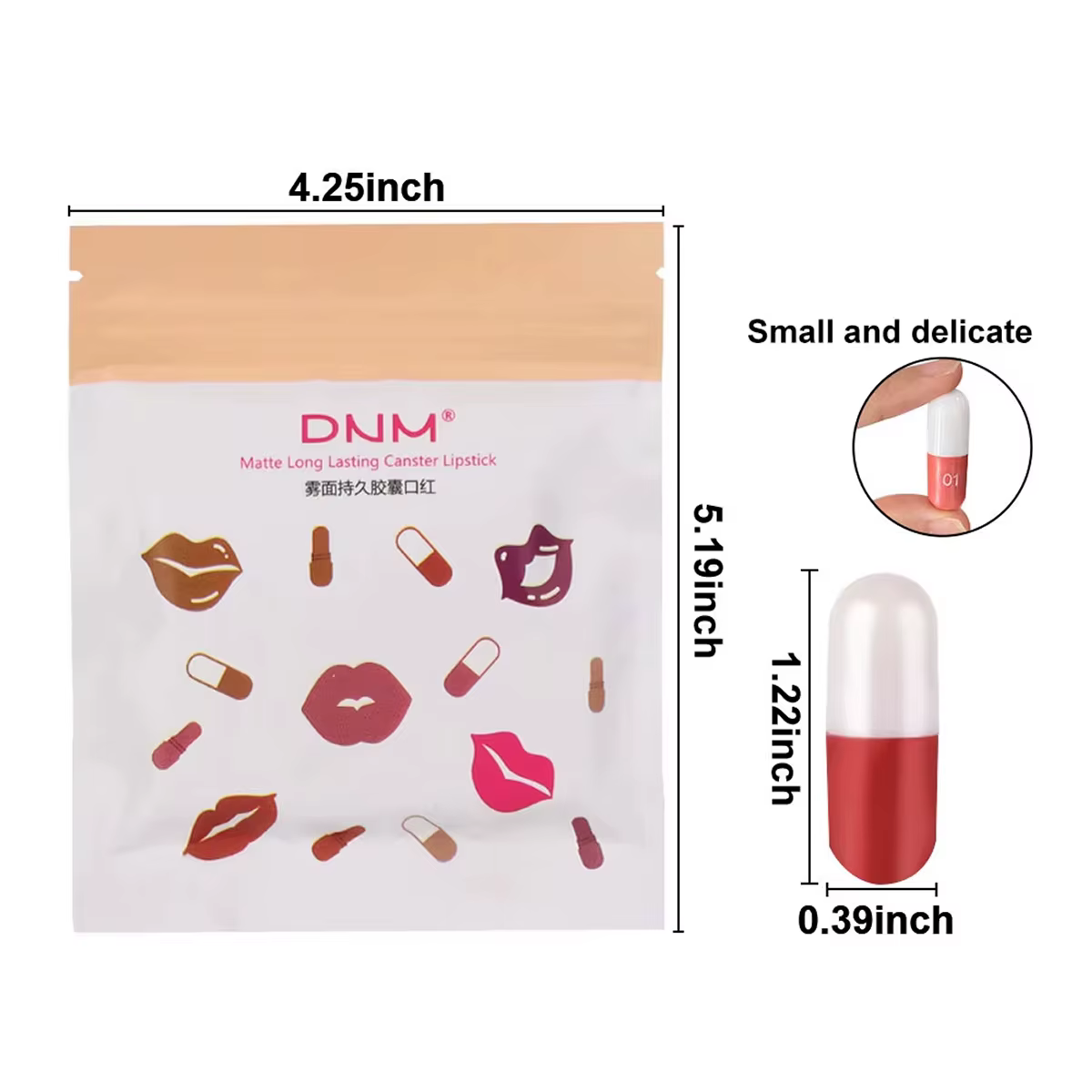 Lot de 18 pilules de rouge à lèvres capsules colorées, comprenant un brillant à lèvres imperméable et durable, un rouge à lèvres scintillant