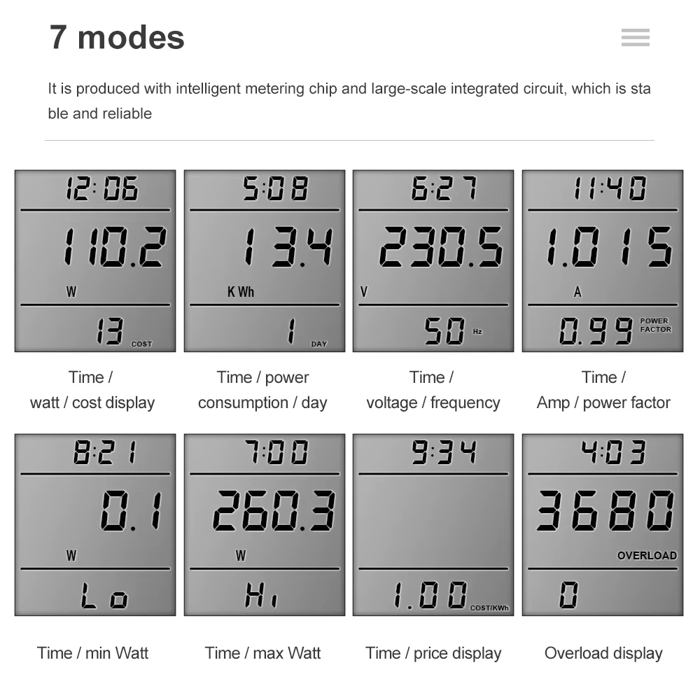 110/250V consommation Watt énergie KWh prise numérique tension wattmètre compteur de puissance ue/US/UK/FR prise analyseur d'électricité moniteur