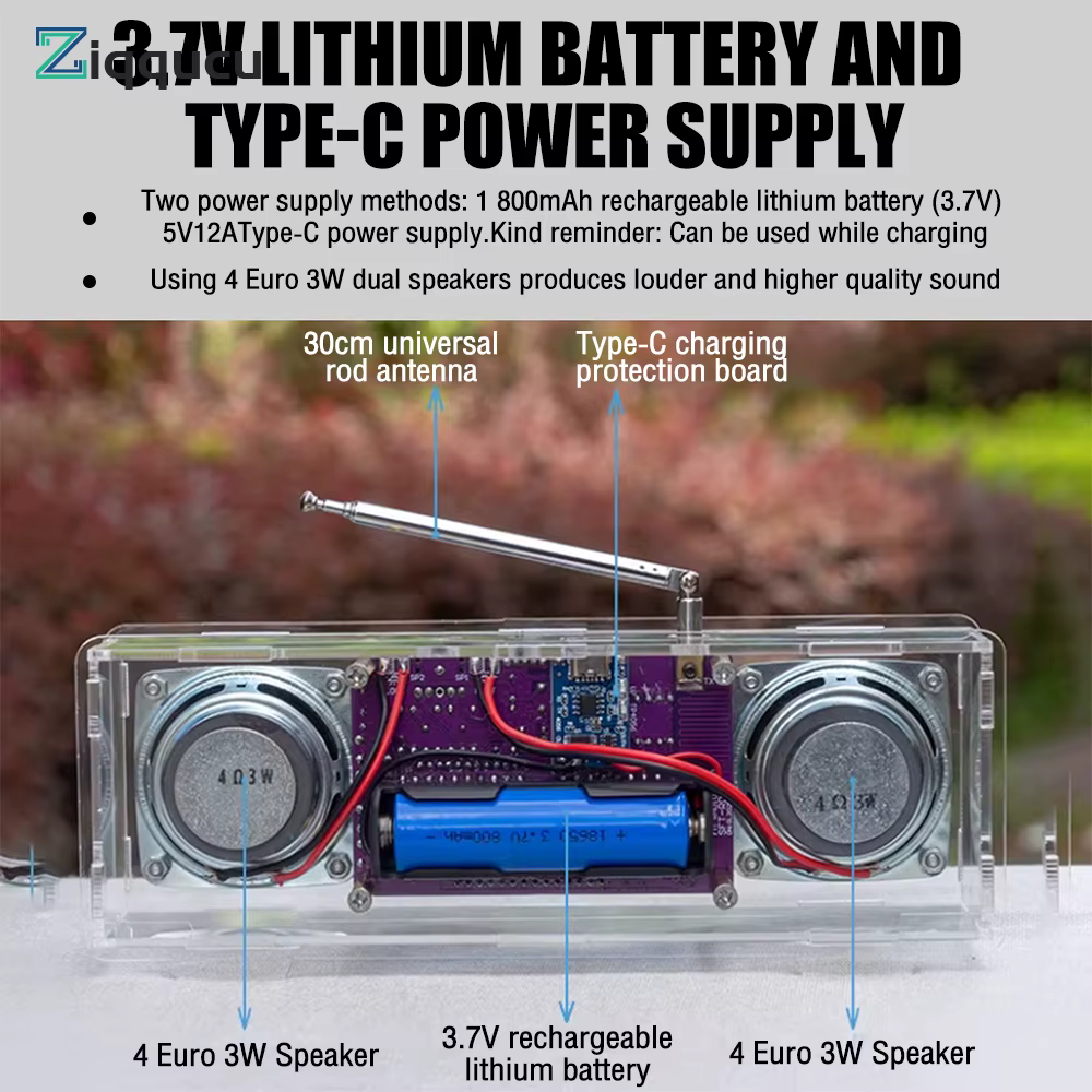 Kit DIY Radio FM Bicanal 87,5-108 MHz - Projet de Soudure avec Affichage Numérique et Interface Type-C pour l'Apprentissage Audio