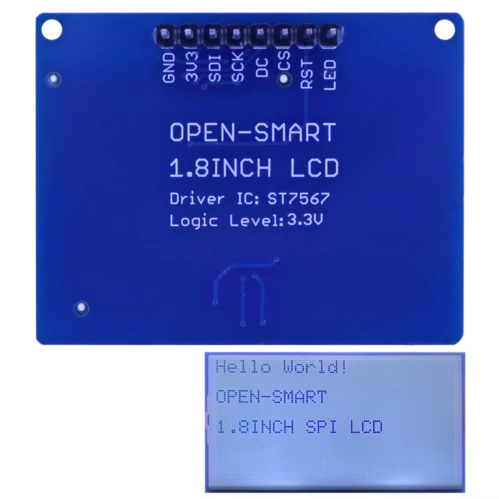 OPEN-SMART avec rétro-éclairage LED 3.3V 1.8 pouces 128*64 série SPI Monochrome LCD bouclier Module de carte de dérivation pour Arduino
