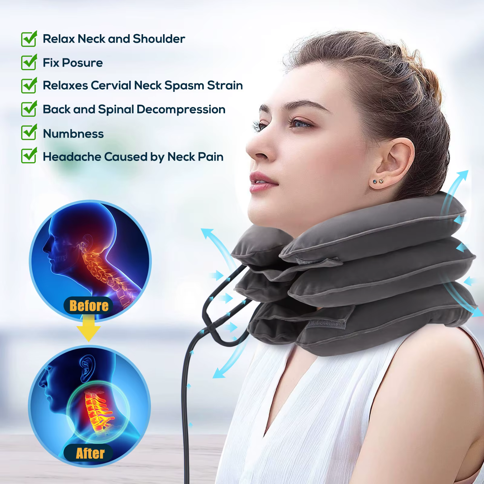 Civière de cou, exercice orthopédique, spondylose cervicale, dispositif de thérapie de Traction de vertèbre, oreiller, collier chiropratique, soulagement de la douleur