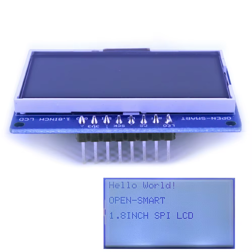 OPEN-SMART avec rétro-éclairage LED 3.3V 1.8 pouces 128*64 série SPI Monochrome LCD bouclier Module de carte de dérivation pour Arduino