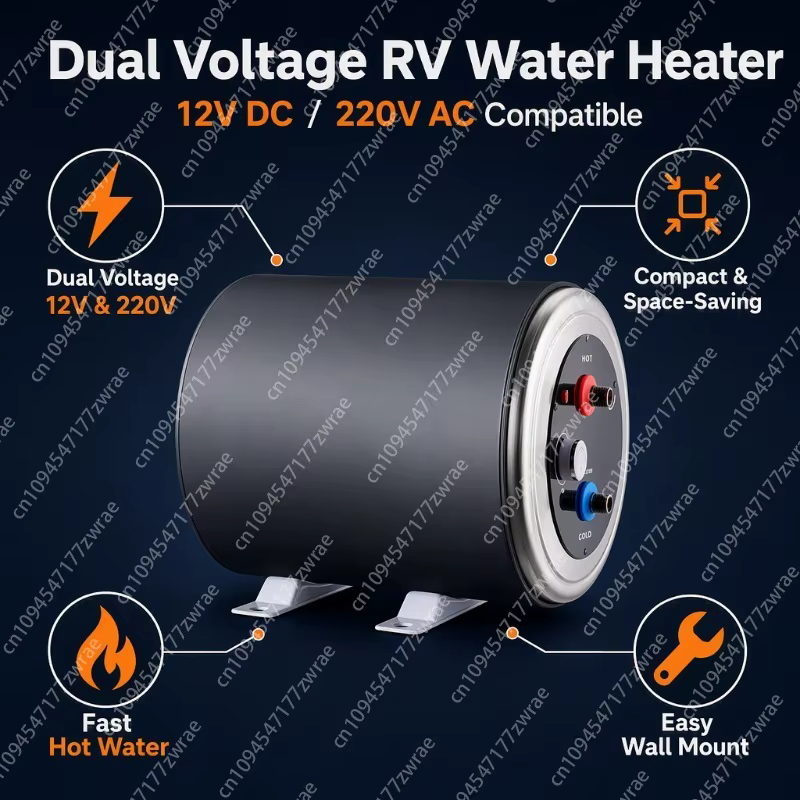 Chauffe-eau électrique 12V 200W, douche instantanée, réservoir de stockage pour camping-car, salle de bain, douche, petit bain, cuisine, Camping