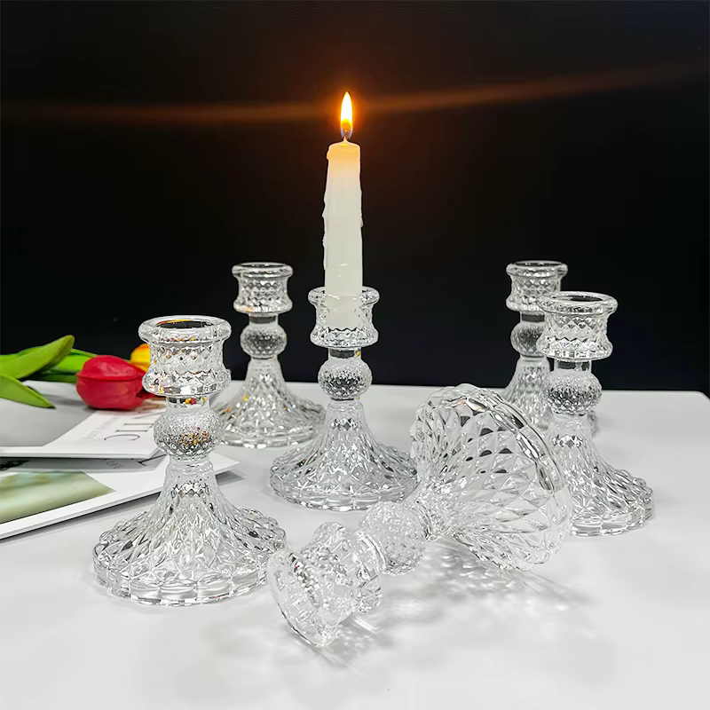 Bougeoir en verre Simple de Style européen, bougeoir de Table à manger, décoration créative pour la maison
