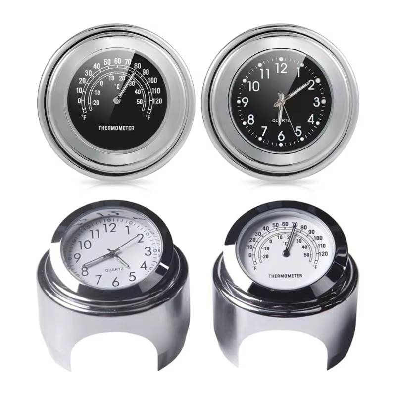 Horloge thermomètre pour guidon étanche, universel, 7/8 pouces, 1 pouce