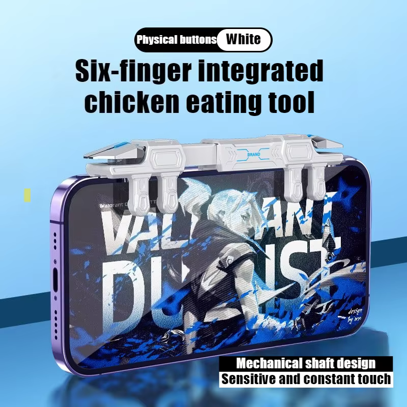 Déclencheur de jeu pour téléphone portable, 6 doigts, viser et tirer, Free Fire L1 R1, bouton en alliage ABS, joystick de jeu, contrôleur pour iPhone Android