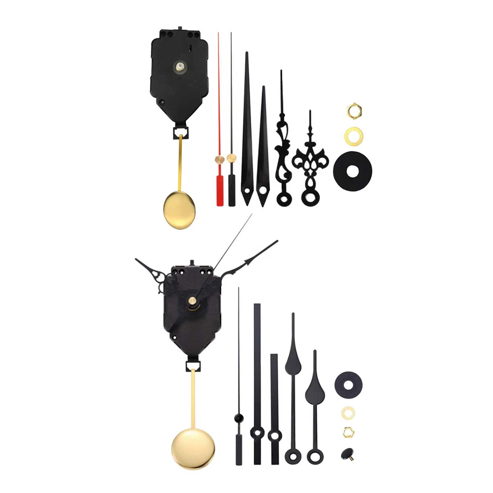 Mouvement d'horloge à pendule de remplacement, pièces de bricolage à arbre Long avec aiguilles et pendule