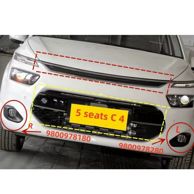 9800978180 9800978280 9801674480 9801674680 Pour Citroën C4 Picasso – Nouvelle garniture de pare-chocs avant d'origine, cadre de feux antibrouillard avant