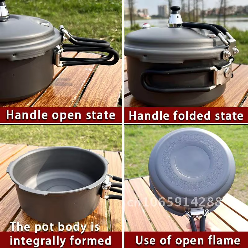 Autocuiseur extérieur pliant Portable randonnée alpinisme autocuiseur 80kpa Plateau ustensiles de cuisine Camping Mini 1,8L