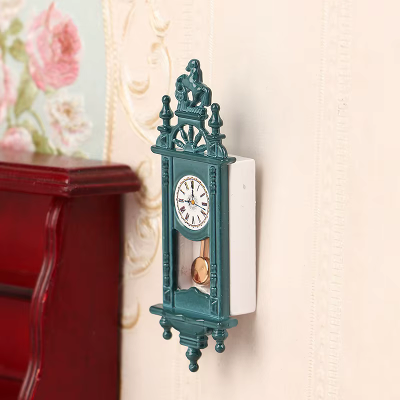 1 pièce - Accessoires de scène pour maison de poupée - Mini horloge romaine rétro - Décoration de salon - Horloge suspendue
