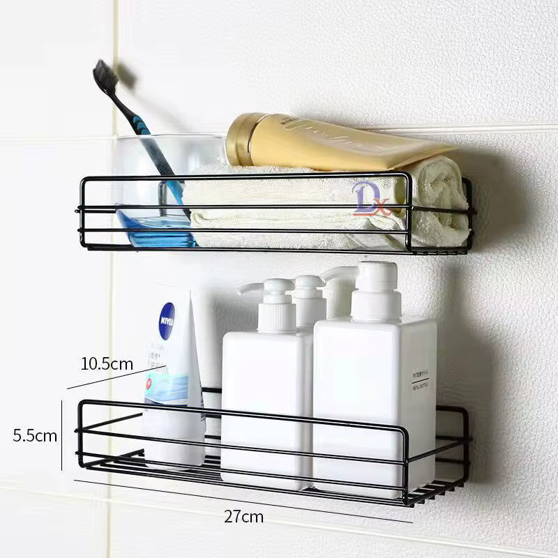 Salle de bains Rack De Rangement Cuisine Organisateur Étagère Noir Étagères Coin Cadre Fer Douche Poinçon Libre Monté Caddy Rack