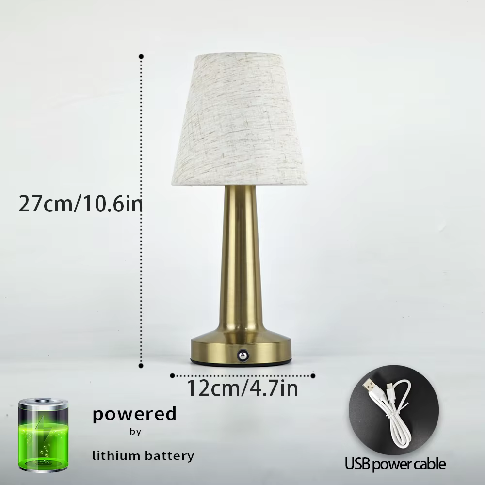 Lampe de Table LED avec abat-jour en tissu, lampe de chevet à capteur tactile, lampes de lecture rechargeables pour chambre à coucher, Restaurant, Bar, éclairage décoratif