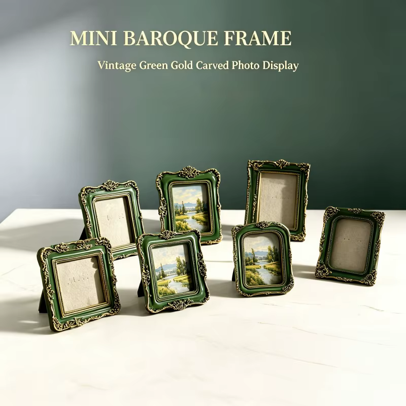 Mini cadre photo vintage baroque, décoration murale ou de table, cadre photo en résine en relief, art européen, décoration de bijoux, accessoires photo