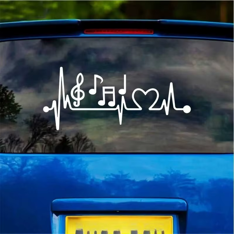 Autocollants de musique Heartbeat, décoration de style de voiture, décalcomanie en vinyle imperméable, accessoires de voiture