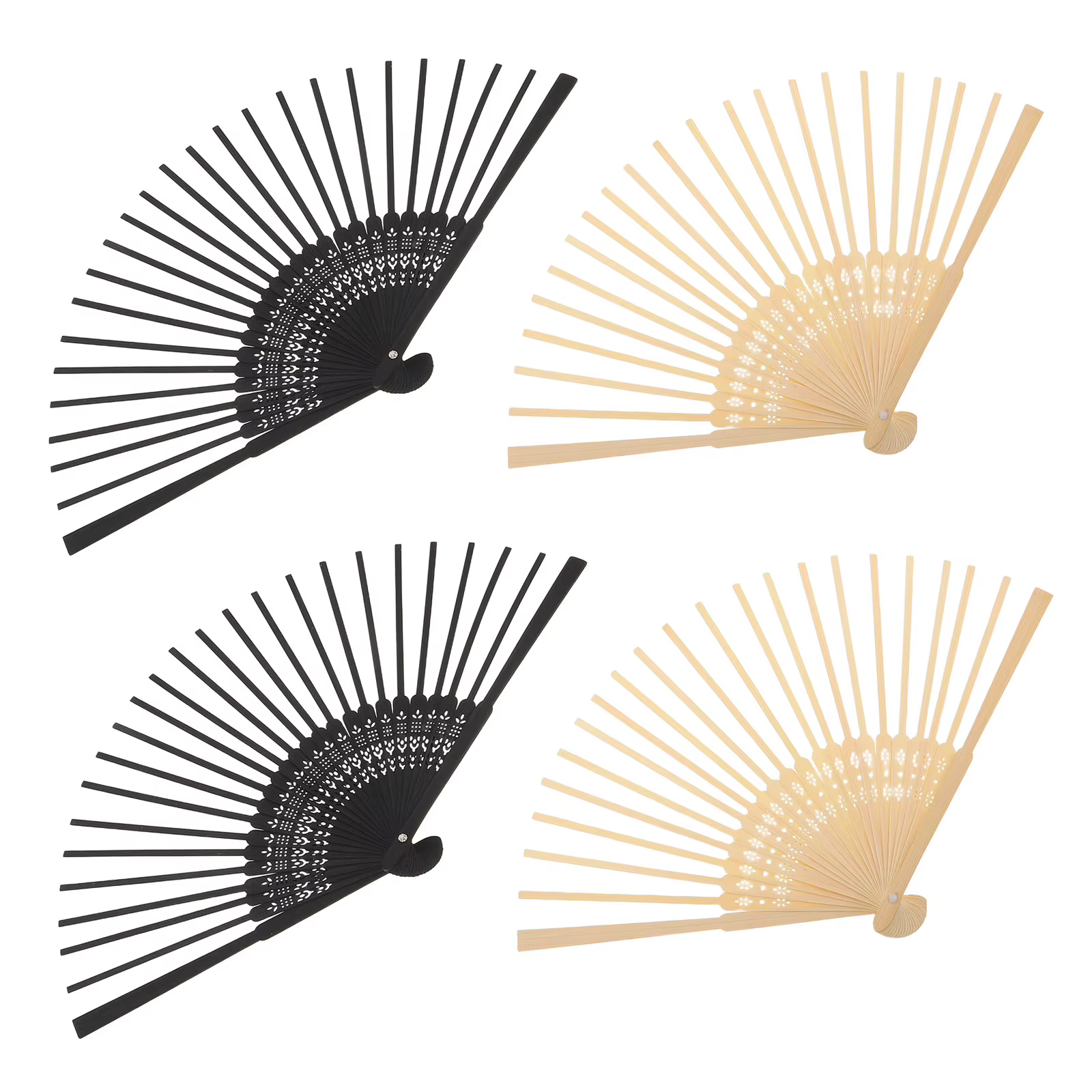 Kit de fabrication de ventilateurs pliants en bambou 4 pièces, cadre en bois brut à finir soi-même, matériel artisanal pour la création de ventilateurs portatifs