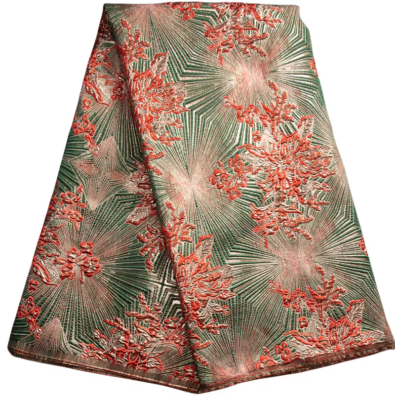 Kalporcelain-Tissu africain en dentelle pour la couture de robes de soirée de mariage, brocart doré, jacquard, offre spéciale, 5 mètres, F3466