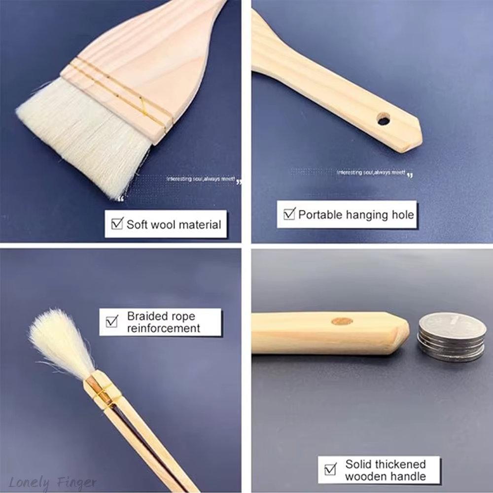 Ensemble de pinceaux de peinture d'artiste, 4 pièces, pinceaux de lavage en poils de laine pour aquarelle, céramique et poterie