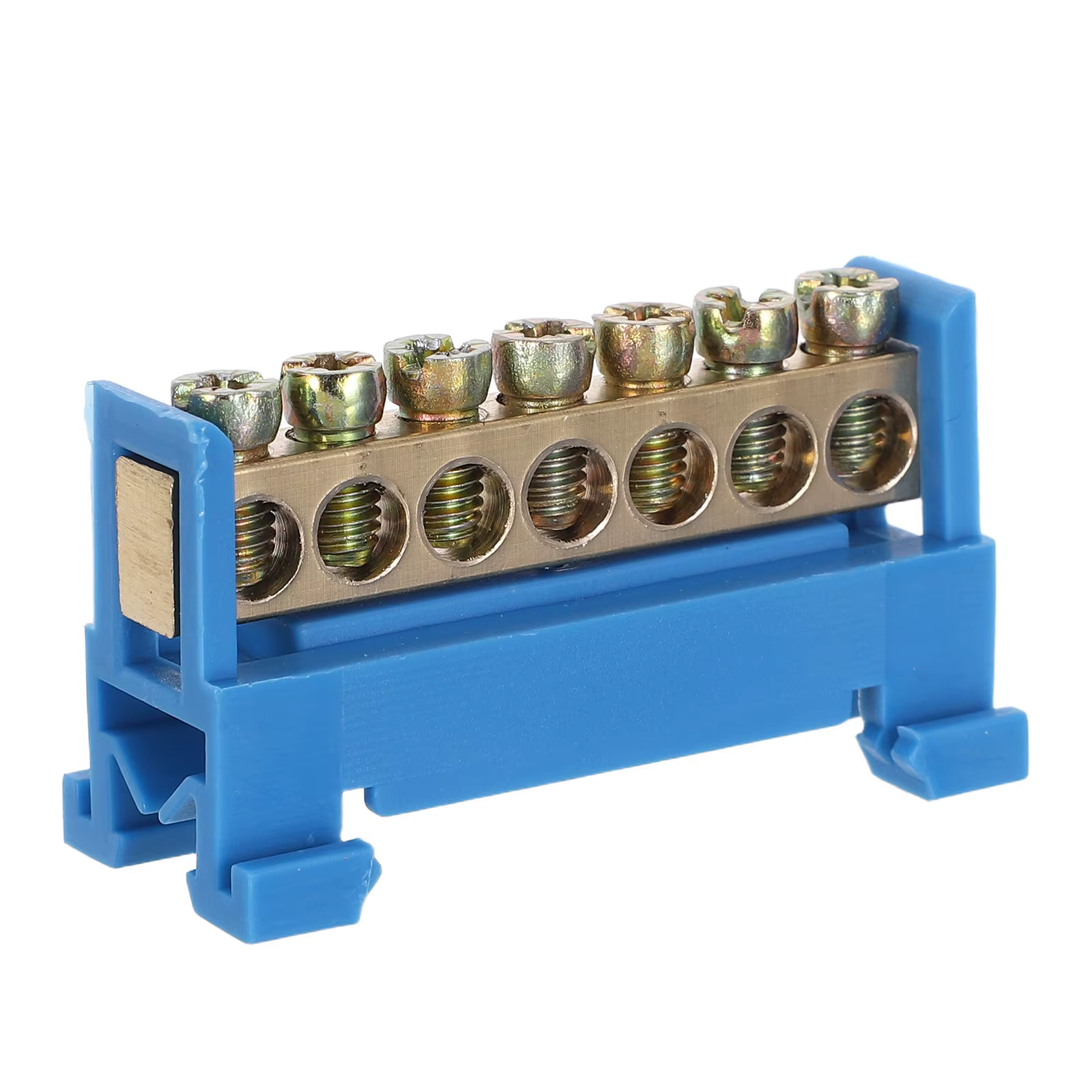 Barre de bornes électrique 7 positions à vis, type rail DIN, avec base inférieure pour mise à la terre
