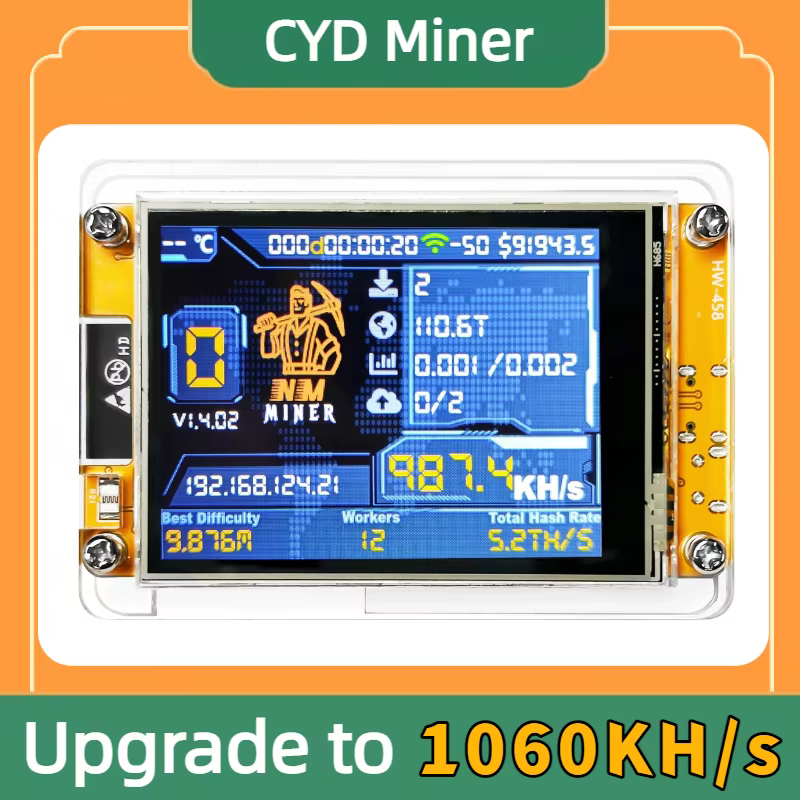 Lucky Miner pour les passionnés d'informatique, loterie Bitcoin Solo, NMMiner, taux de hash 1100KH/s, écran intelligent de 2,8 pouces, Crypto ESP32 V3.0 DROOM