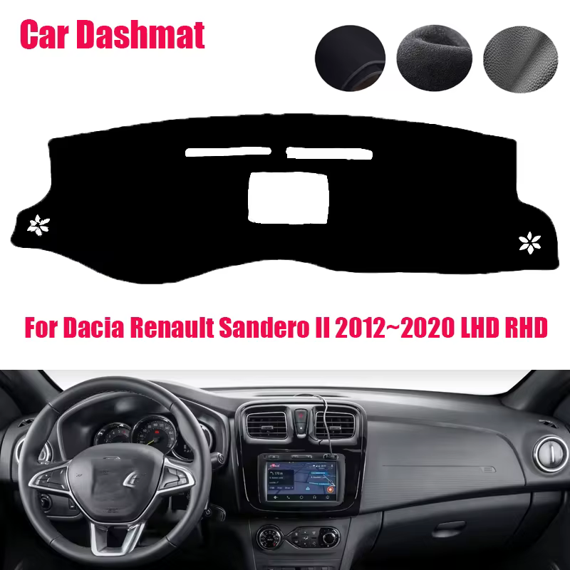 Couverture de tableau de bord de voiture pour Dacia Renault Sandero II 2012 LHD RHD tapis de tableau de bord pare-soleil Anti-UV tapis accessoires de voiture tapis de tableau de bord antidérapant