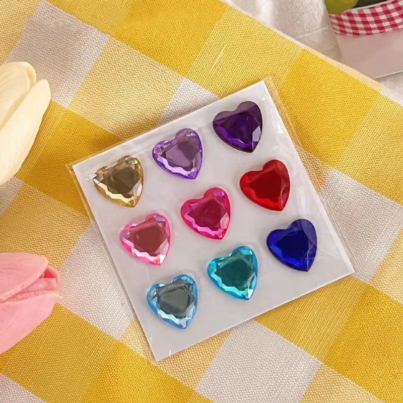Autocollant coeur belle 3D stéréoscopique cristal coeur brillant autocollant pour bricolage décoratif Scrapbook Journal fournitures pour étudiants autocollant