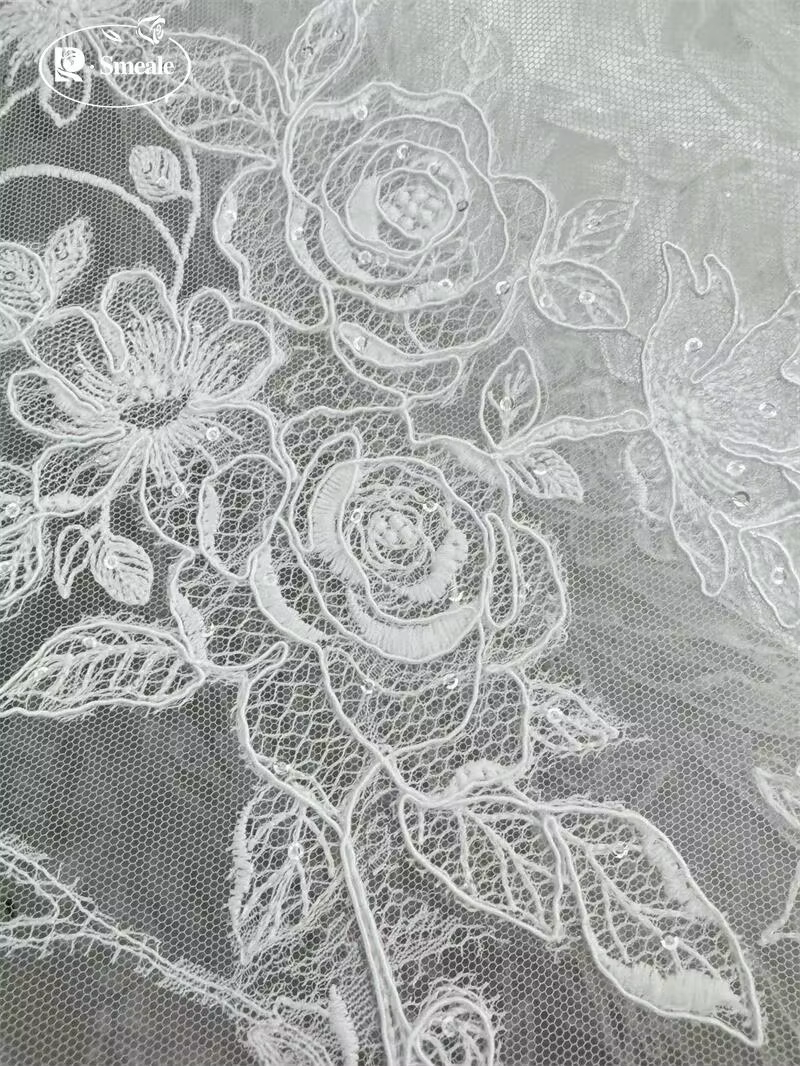 Tissu en dentelle blanche SMEALE, robe de soirée de luxe, dentelle française, tissu de mariage, tissus pour la couture